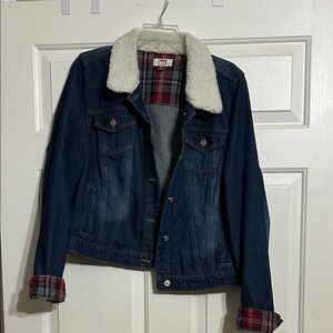 lei Blue Denim Jacket with White Sherpa Collar
